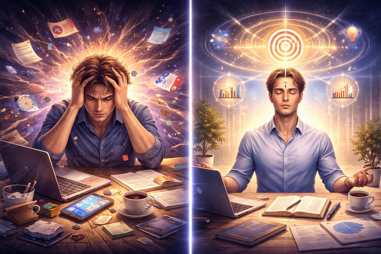 Scattered energy vs focused energy